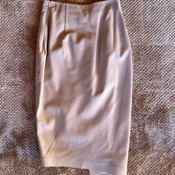 Zeynep Arcay Leather Midi Asymmetric Skirt White sz 0 - Picture 3 of 4